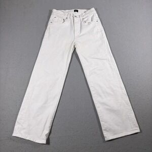 Edwin Jeans Womens 25 White High Rise Straight Leg Organic Cotton Denim